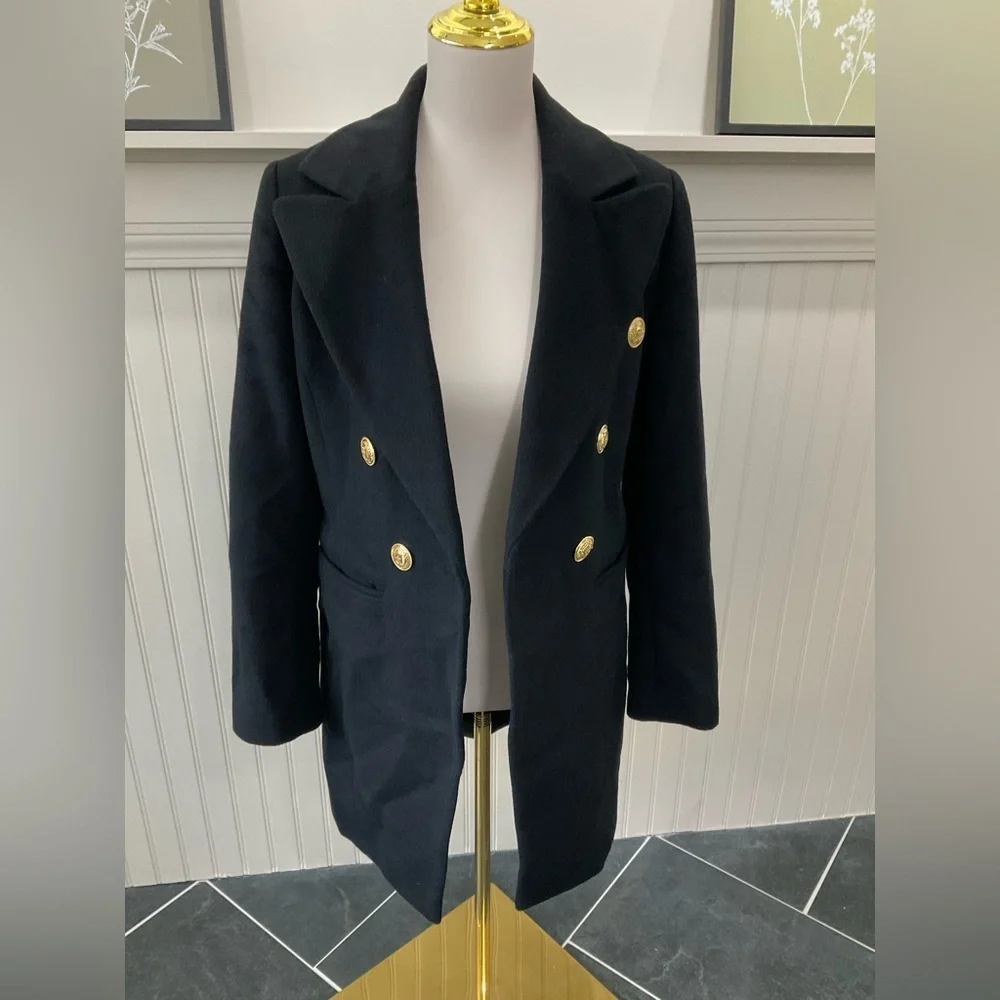 Sam Edelman Black Double Breasted Wool Blend Coat Size 8